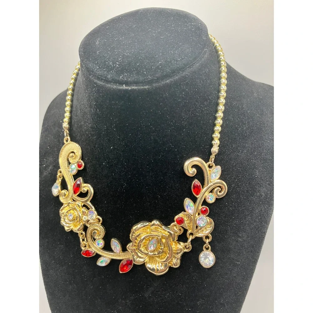 Disney Store London Beauty and the Beast Belle Rose Princess 15" Necklace! - Picture 4 of 11